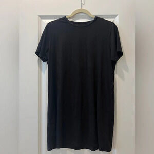 Brandy Melville Mini Black Velvet Dress Short Sleeve Crew Neck Tshirt Dress